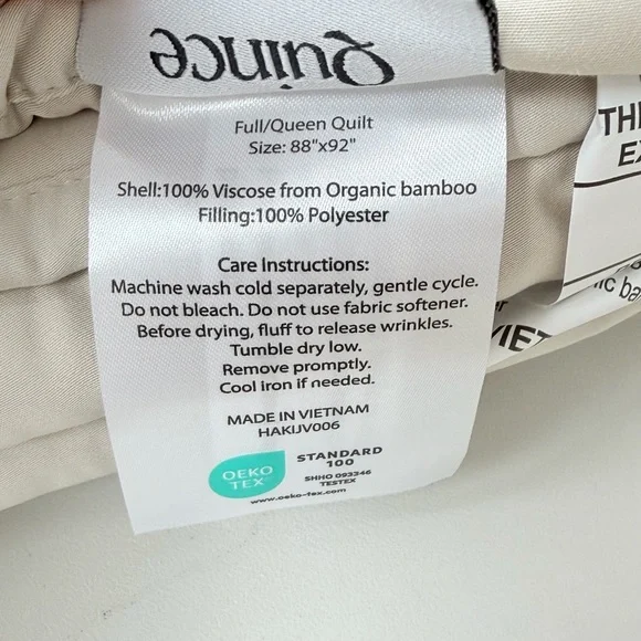 NWT QUINCE Bamboo Dream Quilt Full/Queen Sand 6419 - Picture 7 of 10